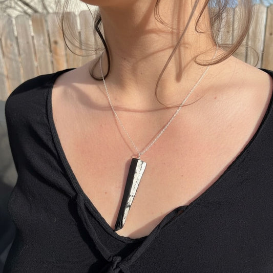 Ancient Irish Bog Oak Silver Leaf Pendant